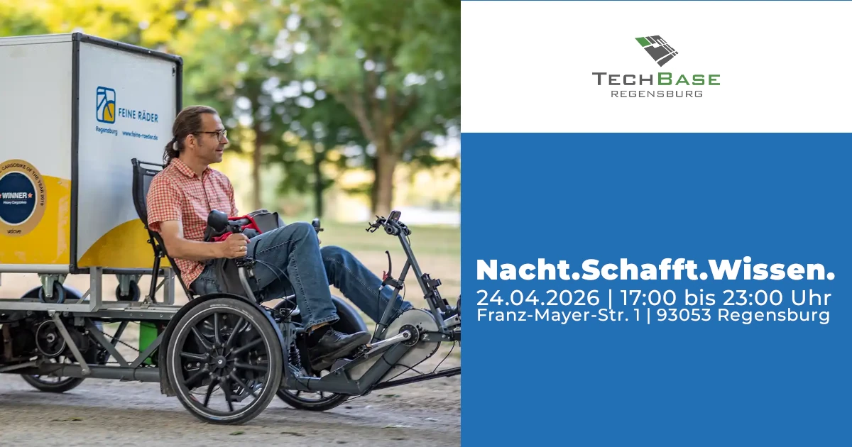 Feine Räder ist bei Nacht.Schafft.Wissen. in Regensburg dabei: mit Lastenrad-Testfahrten und Beratung zu nachhaltiger Mobilität.