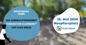 Feine Räder ist bei Regensburg|Mobil 2026 am Neupfarrplatz mit dem Radlretter Flohmarkt dabei – für gebrauchte Fahrräder, neue Mobilität und nachhaltiges Radfahren.