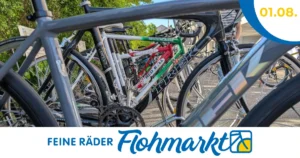 Am Samstag, 1. August 2026, findet der nächste Fahrradflohmarkt bei Feine Räder in Regensburg statt.
