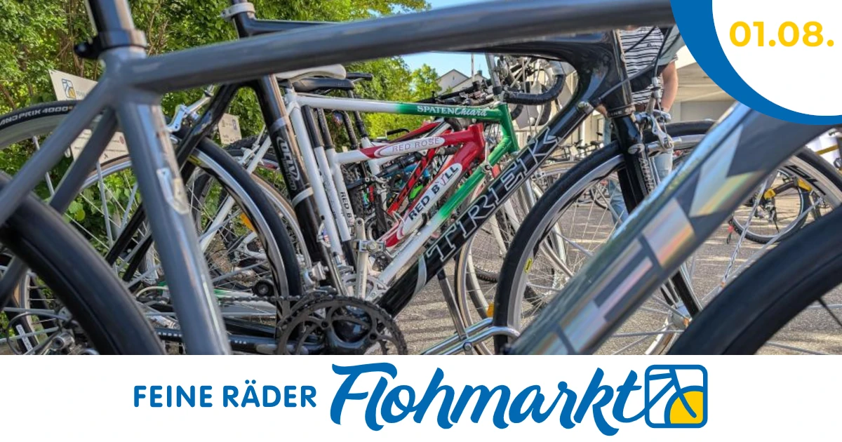 Am Samstag, 1. August 2026, findet der nächste Fahrradflohmarkt bei Feine Räder in Regensburg statt.
